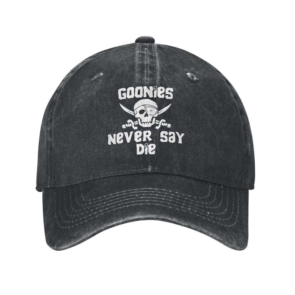 The Goonies Skull  Baseball Caps Casual Distressed Denim Never Say Die Snapback Cap Outdoor Activities Adjustable Fit Caps Hat