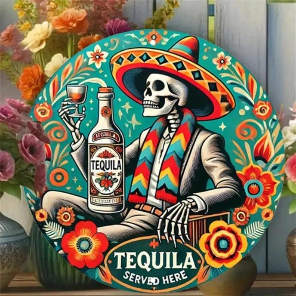 Kovový nápis Tequila Retro Dekorace do garáže Vintage Nástěnné umění Hospoda Pánská jeskyně