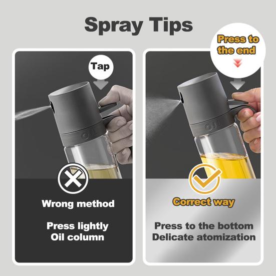 250ML Oil Spray Bottle Transparent Design Olive Oil Sprayer Glass Oil Mister for Kitchen Cooking BBQ