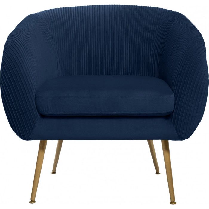"Solaro" Armchair In Pleated Velvet Atmosphera - Blue