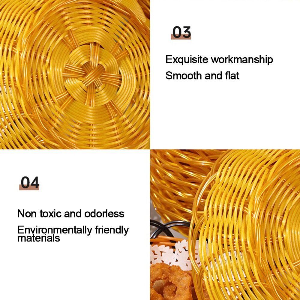 Plastic Food Plate Woven Fruit Tray New Bread Basket Breakfast Cake Snack