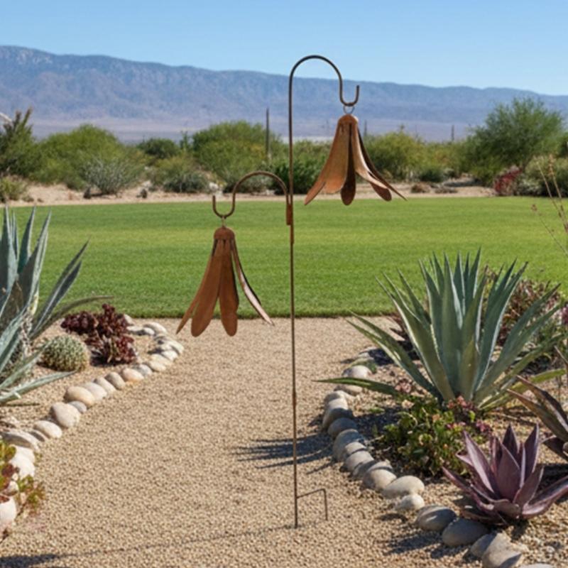 Artistic Iron Flower Petal Ground Spikes Decorative Garden Stakes For Enhancing Garden Or Patios Aesthetics