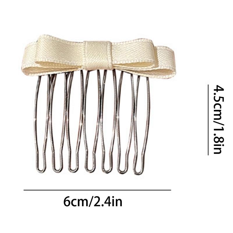 Ribbon Bowknot Hair Comb for Girl Hairpin Comb Hairclip Barrettes for Women Side Bangs Sweet Hair Styling Tool