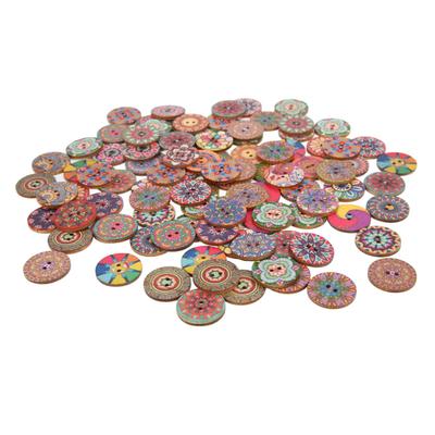 100 Pezzi Bottoni in Legno Stile Europeo Retro Motivo Floreale Durevoli 25mm Accessori Fai da Te per Cucito