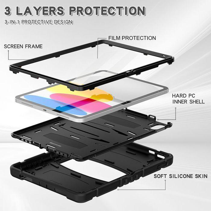 Coque pour iPad A16 (11") - Protection Antichoc 360° - Support Pliable - Noir
