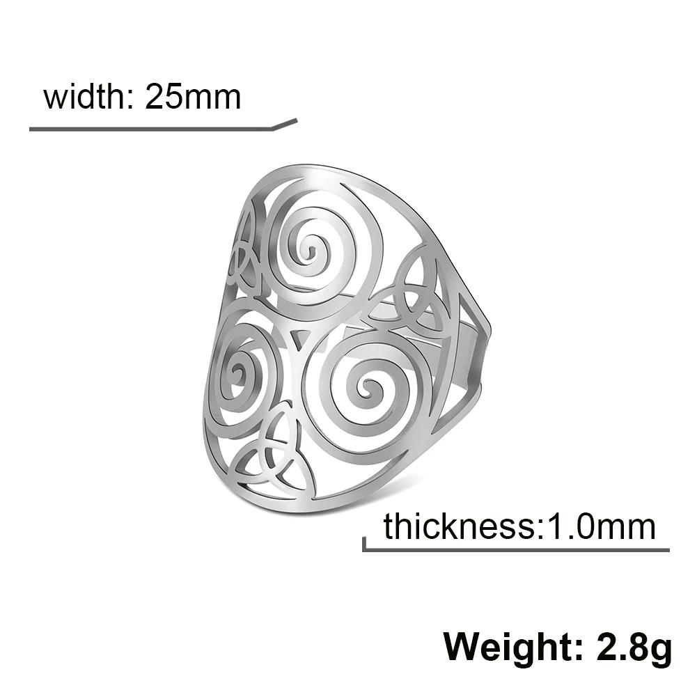 Triskel Triskelion Amulet Adjustable Rings for Men Women Celtic Knot Stainless Steel Rings Wicca Jewelry Vintage Gift