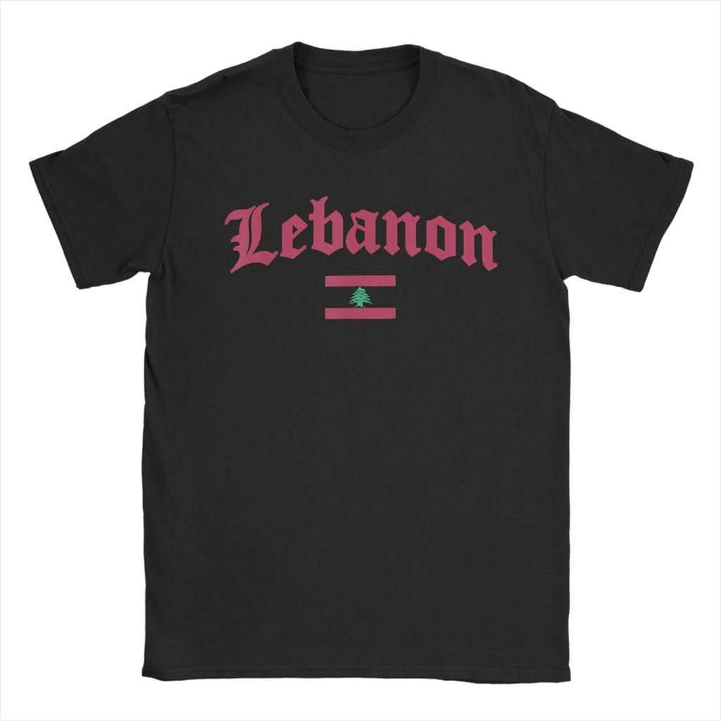 Men Lebanese Flag of Lebanon T Shirts Pure Cotton Tops Funny Short Sleeve Round Collar Tees Plus Size T-Shirts