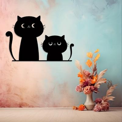 Metal Wall Art Cat Sculpture Iron Decor for Living Room Garden Christmas Gift