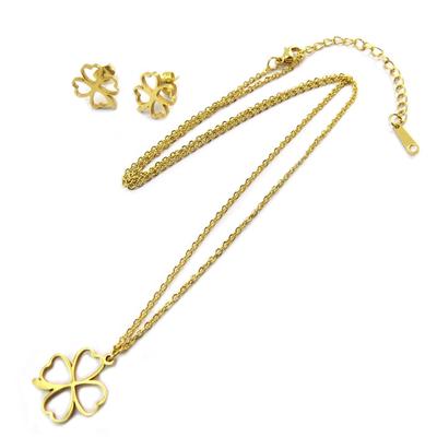 [P5053] - Necklace Set + Golden 'Clover' Steel Buckles