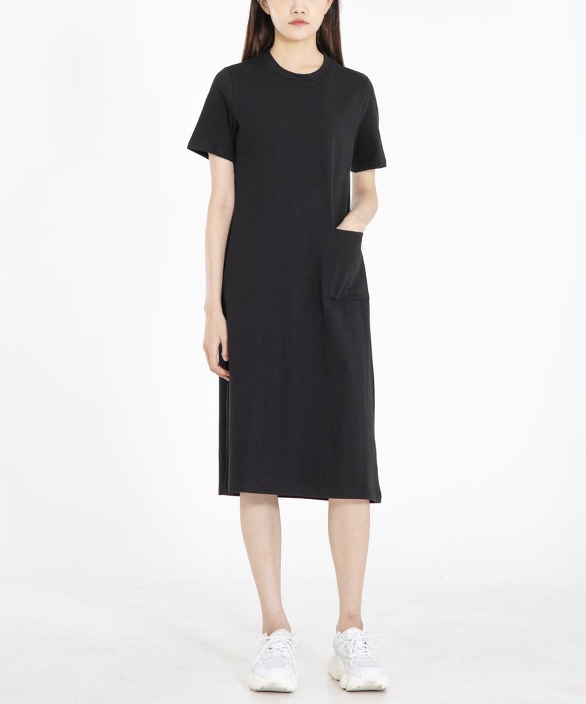 Row To Row Wrd023 Fine Cotton Pocket Dress (Deep Black)