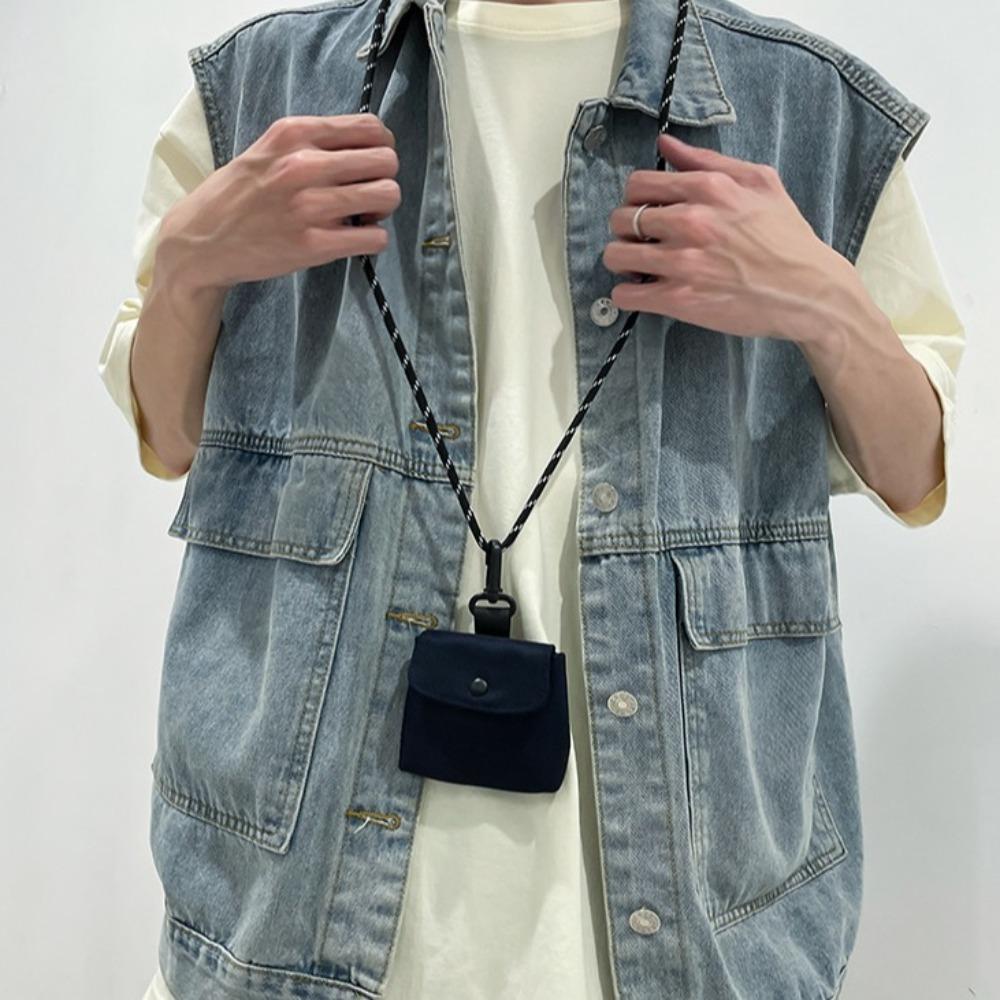 Square Headphone Storage Bag Mini Male Short Wallet Cute Small Card Holder  Storage Bag