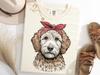 Goldendoodle Shirt, Curly Dog Red Bandana Tee, Doodle Lover T-Shirt, Dog Mom Shirt