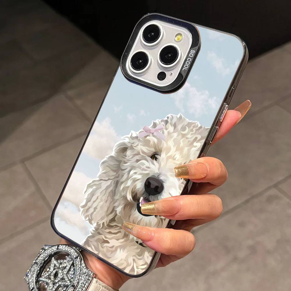 Painting A-Art Shih Tzu  Phone Case For iPhone 17,16,15,14,13,12,11 Plus,Pro Max,XS,Colored Silver Plated Inside Cover