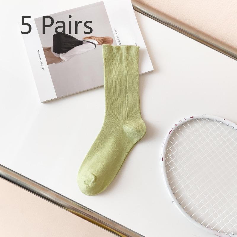 5 Pairs of All Cotton Long Stack Socks for Women In Autumn and Winter