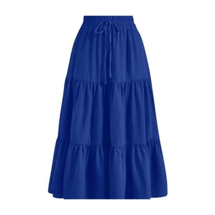 Sommer Boho Strandrock Damen Hoher Bund Mehrlagig A-Linie Maxi Langrock Lässig Fließend Schwingend Falten