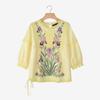 ZANZEA Women Lace Splice Round Neck Floral Print Casual 3/4 Sleeve Blouse