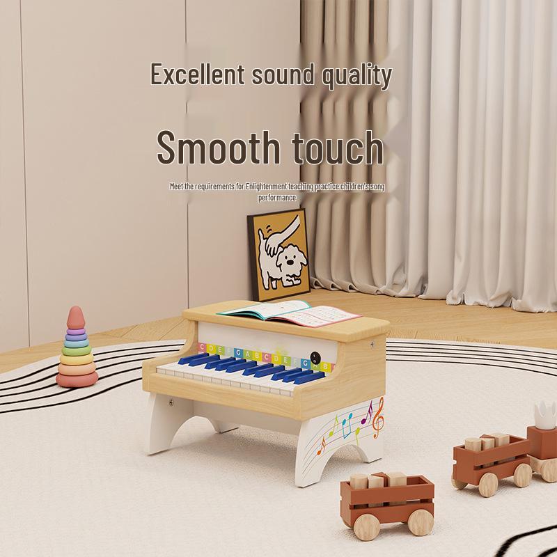 Solid Wood 25-Key Children's Piano Toy: Beginner Electronic Keyboard for Boys & Girls