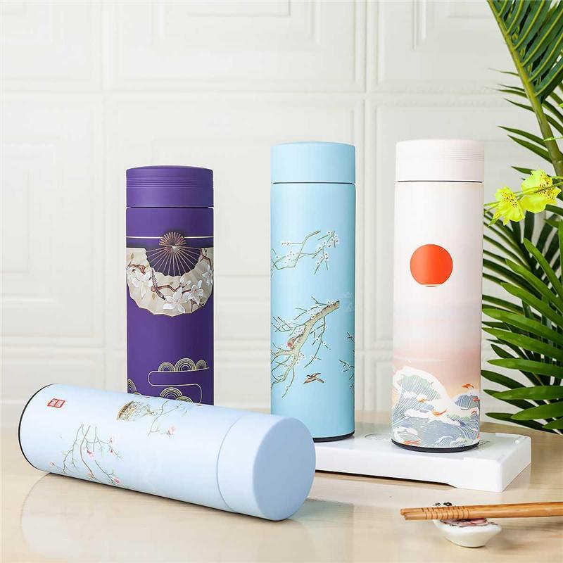 500ML Stainless Steel Thermos Coffee Tea Mug Chinese Classical Style Water Bottle With Filter Thermo Cup