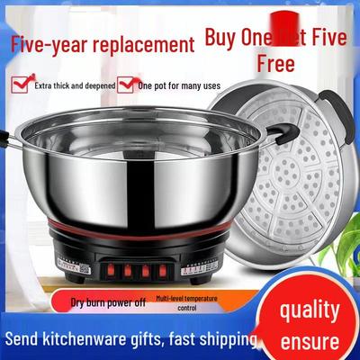 Multifunktionaler Elektrischer Hot Pot & Wok - Großes Fassungsvermögen, Edelstahl, zum Pfannenrühren, Dämpfen, Kochen und Schmoren.