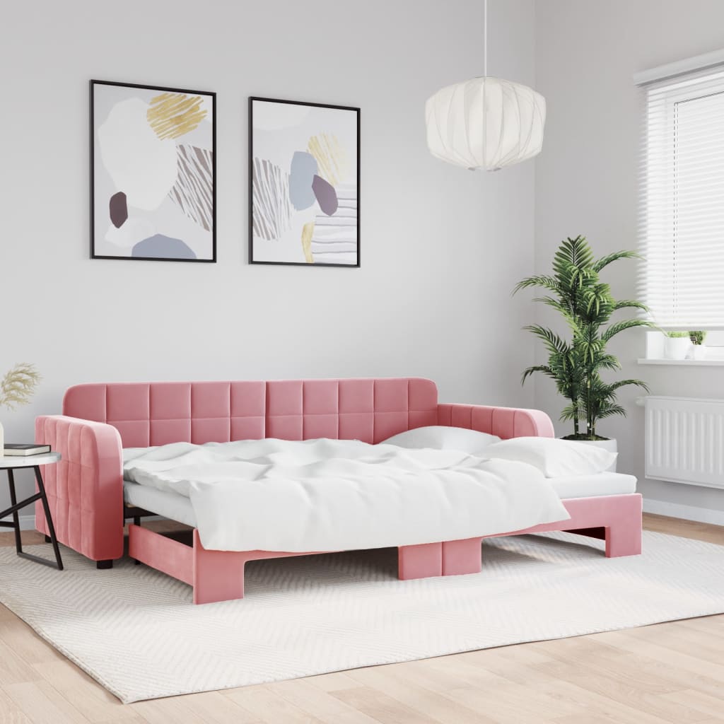 Pull Out Daybed Pink 80x200 Cm Velvet