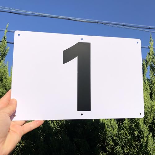 Numbered Sign Plates "1-10" White | 315 x 200mm White PVC Resin Board | Number Display Plates Parking Number Signs for Monthly/Contract Parking | 6 Mo