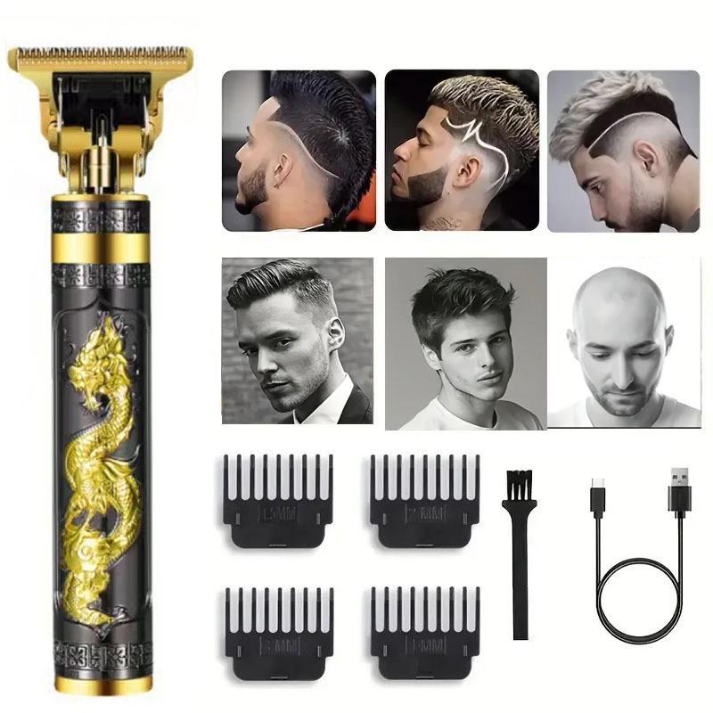 Professional Electric Hair Clipper for Barbers & Home: Precision Carving, Slicked Back Styles, Bald Head Trim.