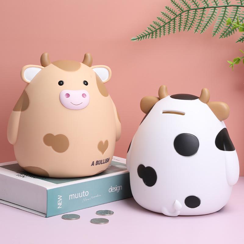 Cartoon Cow Piggy Bank - Enamel, Durable, Creative Gift for Kids