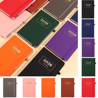 PU Leather A5 Planner Notebook 2026.1.1-2026.12.31 Elastic Band Agenda Notepad 12 Month Tabs 180-degree Flip 2026 Daily Planner