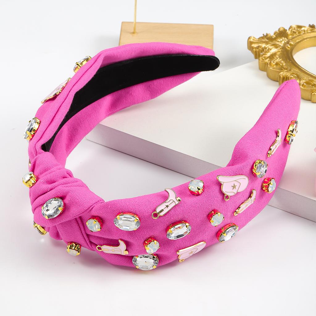 Girlgo Bling Bling Rhinestone Decorative Wide Brimmed Head Band Trendy Non Slip Hair Hoop for Women Casual Headband