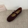 French gentle wind cross Mary Jane shoes with skirt 2025 red single shoes temperament light mouth soft sole grandma shoes