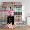 Pink Perfume Shower Curtains Cosmetic Lipsticks Red Lips Flower Panther Pattern Bathroom Decorations Polyester Bath Curtain