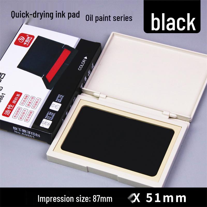 Quick-Dry Dual Ink Pad: Red, Blue & Black - Square & Round Options for Office, Oil & Water-Based Stamping