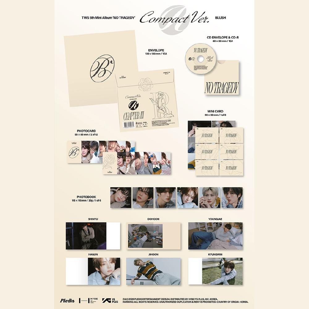 Pre-order TWS 5th Mini Album NO TRAGEDY Compact ver. BLUSH & SHOP POB