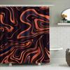 Luxury Abstract Print Shower Curtain Fabric Waterproof Bath Decoration Home Decor Black Orange Swirls Pattern With 3M Adhesive S