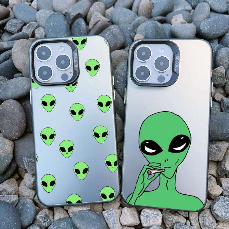 Funny Cartoon Alien Laser Phone Case for iPhone 14 11 Pro Max 16 15 Pro Max 13 12 Mini Pro Max 15 14 Plus Shockproof Cover Funda