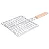 Iron Wire Grilling Barbecue BBQ Basket Net Wooden Meat Handle Fish Clip Holder