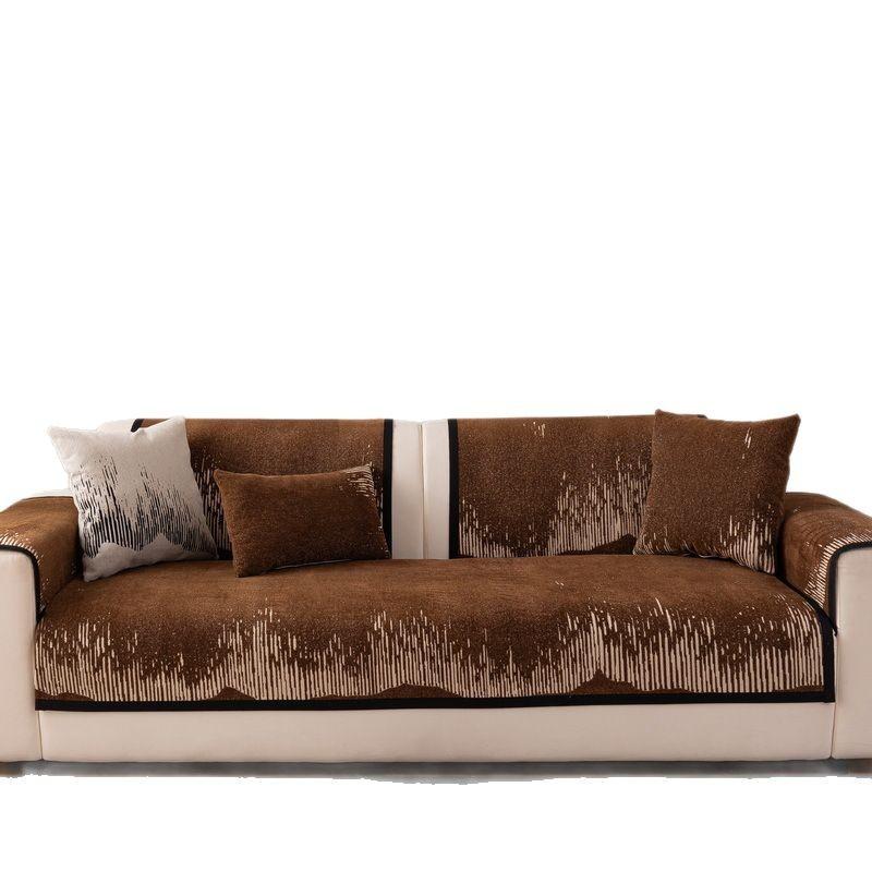 New Sofa Cover Non-Slip Light Luxury High-End Sofa Towel Straight Row Three-Person Seat Cushion Cover Universal In All Seasons
