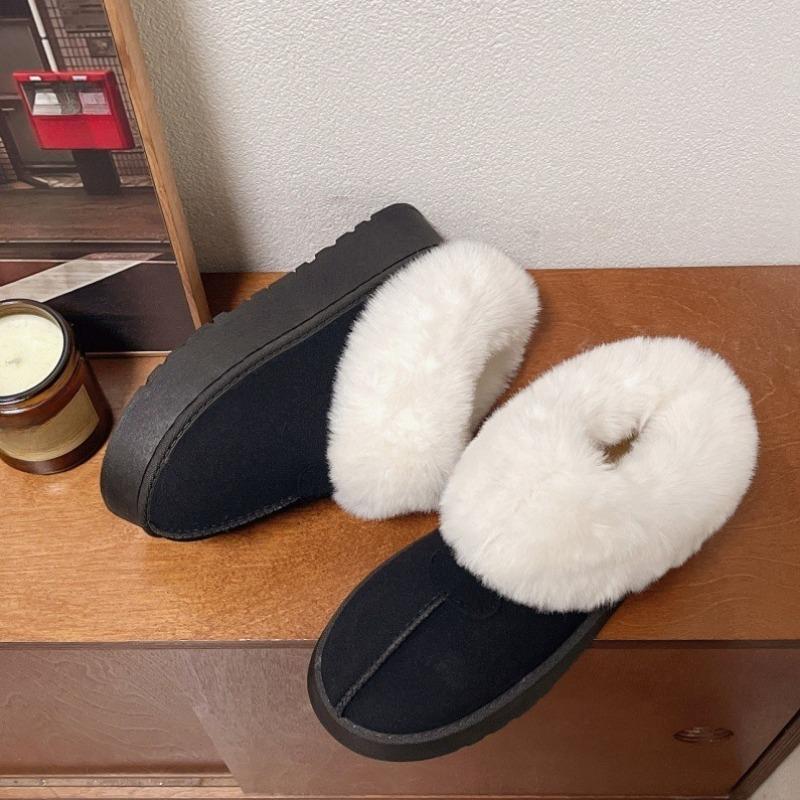New Fleece and Thickened Warm Cotton Shoes, Women's Flip-top Short Snow Boots and Cotton Boots