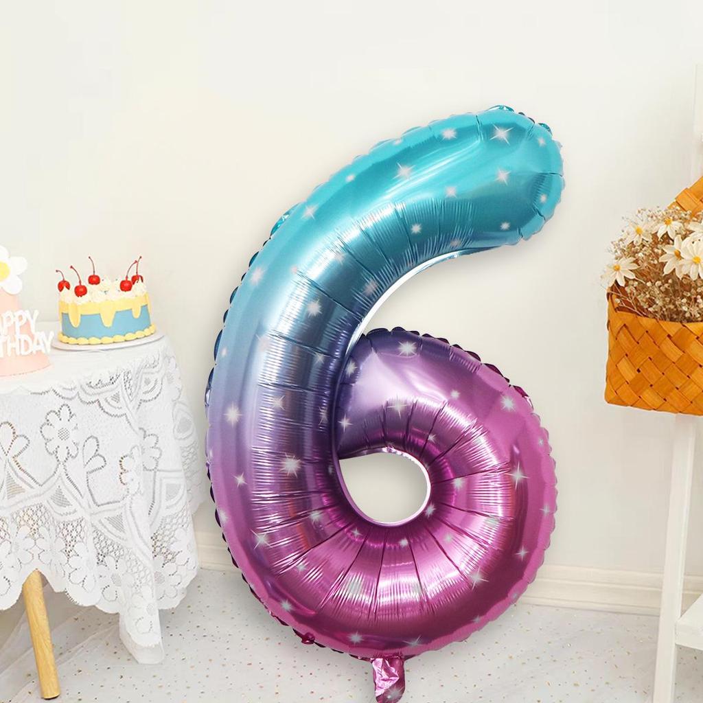 32-Inch Gradient Color Aluminum Foil Number Balloons - US Version