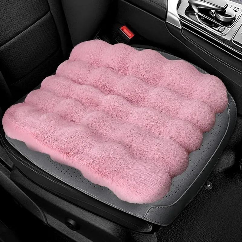 Automobile Seat Covers 3 Piece Winter Set Bubble Velvet Car Seat Cushion Soft Synthetic Wool Warmth Cold Weather