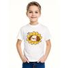 European Size Boys Round-neck Short-sleeved T-shirt with Sunflower and Puppy Head Pattern Print