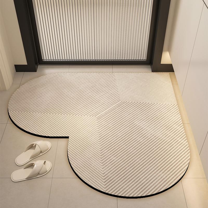 Alfombra de suelo absorbente para baño con forma de corazón de tierra de diatomeas, felpudo de baño, felpudo de entrada, alfombra de secado rápido antideslizante