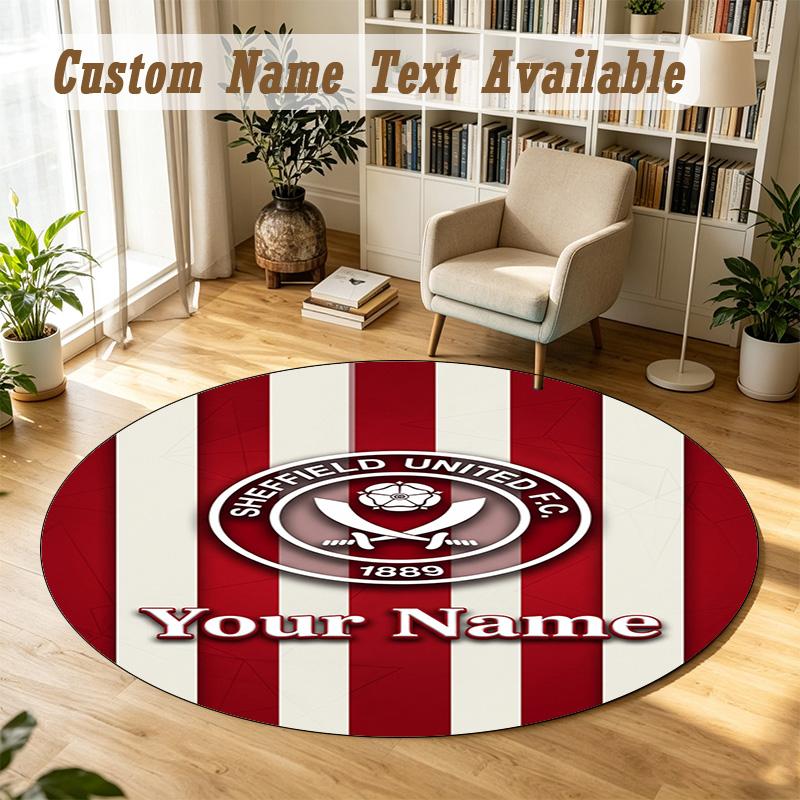 Round Rug Custom NameSheffield United FC Pattern Non Slip Carpet Home Floor Decor