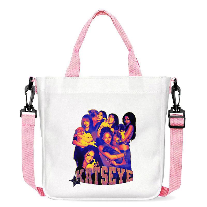 

Korea Pop Star KATSEYE Printed Crossbody Bag Casual Canvas Shoulder Bags 23 x 23 x 5CM