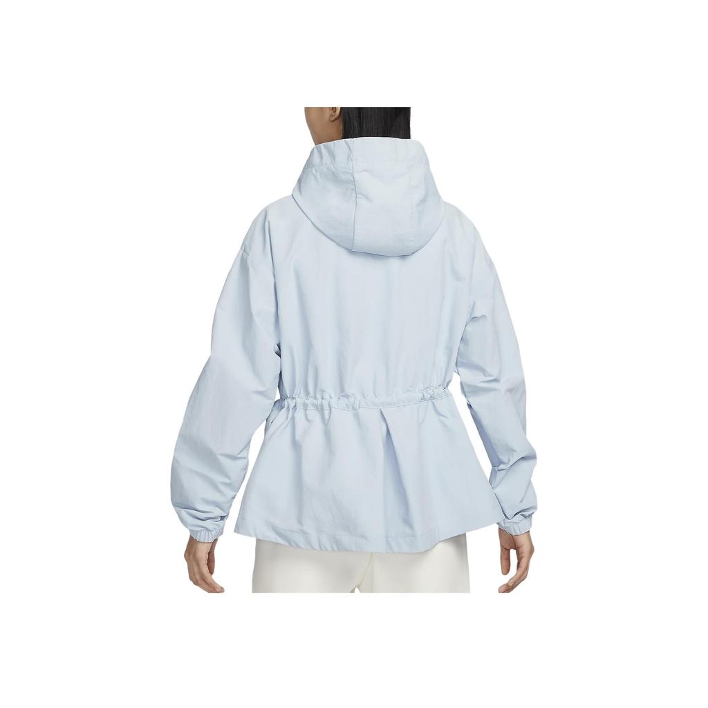 Nike Solid Color Logo Drawstring Hooded Woven Jacket Women Jacket Sky-Blue FN3670-440