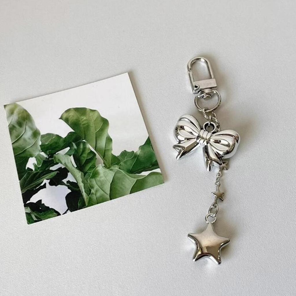 Fashion Heart Bowknot Chain Keychain Pendant Sweet Cool Hanging Decorations Keyring Charm for Purse Bag Backpack Handbag