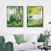 Nordic Landscape Oil Painting Green Forest Nature Art Canvas Painting Living Room Corridor Office Home Decoration Mural No Frame