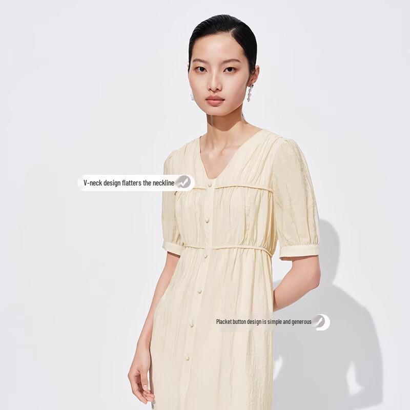 Sweet Basil Women's V-neck A-line Midi Dress