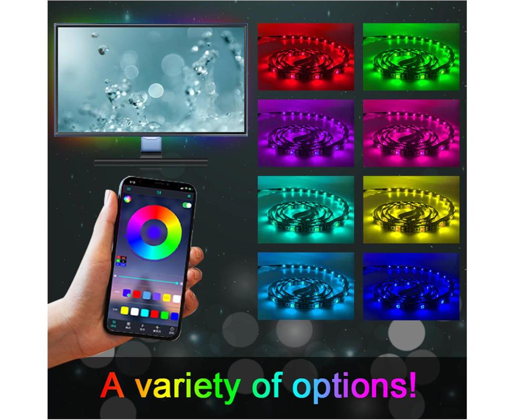 5M Smart RGB LED Strip Lights with App Control and Music Sync for Home Kitchen TV Party