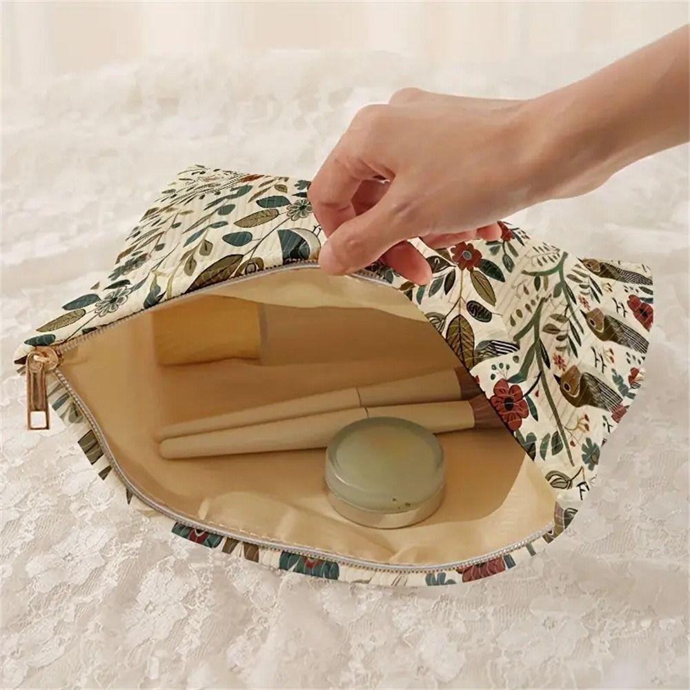 Corduroy Cosmetics Storage Bag Large Capacity Portable Travel Toiletry Bag Zipper Closure Makeup Bag Travel/Home/Business Trip